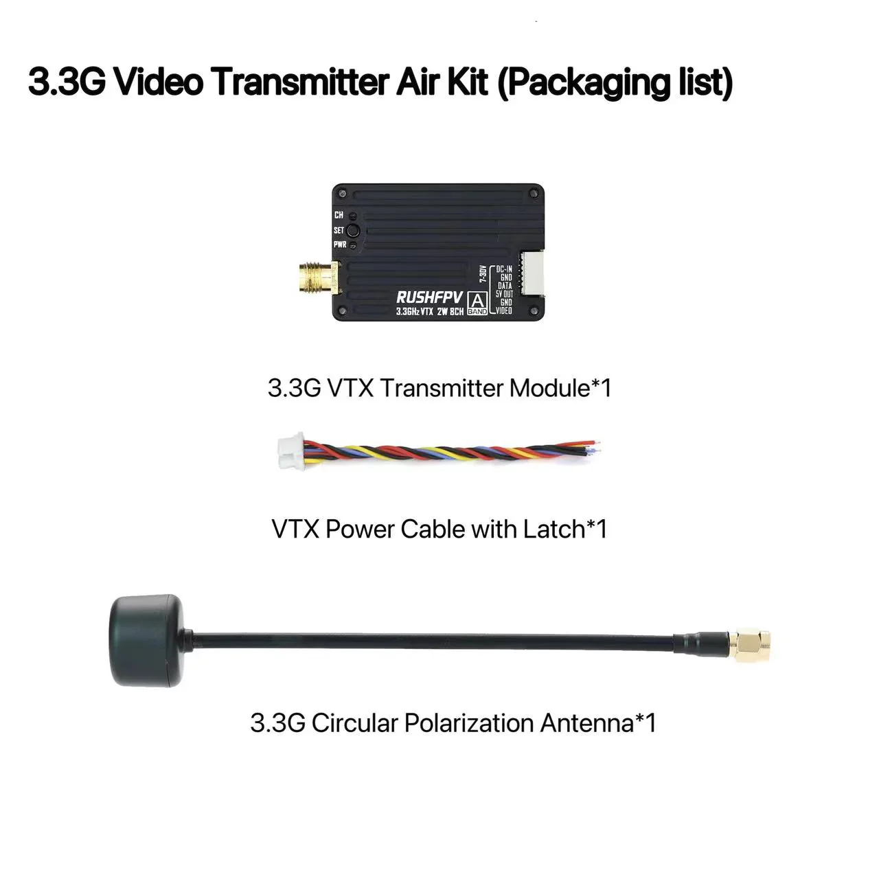 RUSHFPV 3.3G 2W VTX Transmitte - Drone Antenna avaliação e preço
